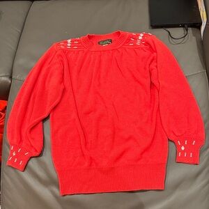 Maurada Chic Red Sweater with Jeweled Accents size Large